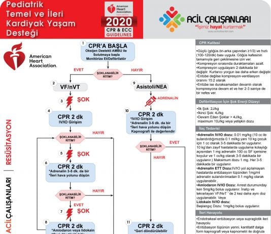 Pediatrik İleri Yaşam Desteği AHA 2020 Akıl Kartı