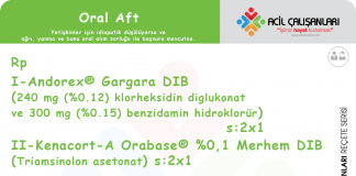 Aftöz Ülser (Aft) (Stomatit) Reçetesi