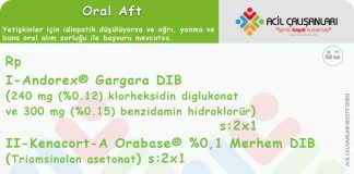 Aftöz Ülser (Aft) (Stomatit) Reçetesi