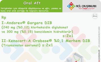Aftöz Ülser (Aft) (Stomatit) Reçetesi